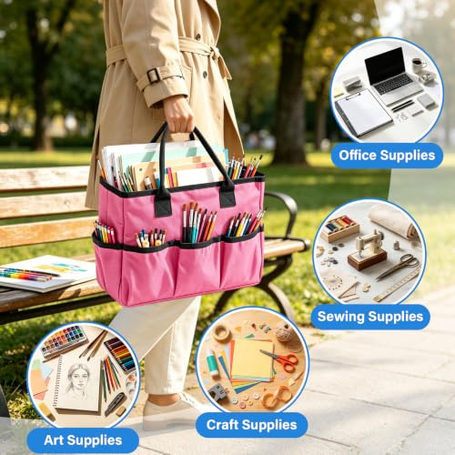 ZKOO Art Craft Organizer Tote Bag, Desktop Tote and Organizer Pink - color: Pink