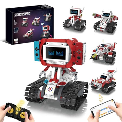 5-in-1 STEM Robot Building Kit with Remote Control & APP, Science Robot Educational Toys for Kids Age 8-16, Birthday Gifts for Boys Girls with 358 Piece