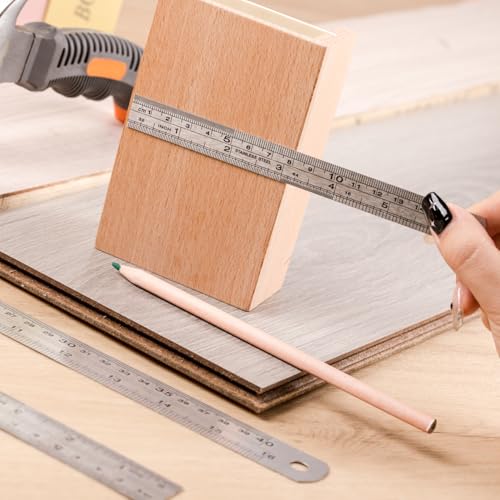 Mr. Pen- Metal Straight Edge Ruler, 3 pcs, 6", 12", 16" - color: Silver, size: 6, 12, 16 inch