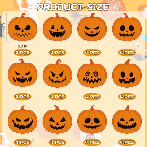 48Pcs Halloween Pumpkin Cutouts, Scary Pumpkin Paper Cutouts Halloween Pumpkins Shape Cut Outs Bulletin Board Decor for Trick or Treat Home Office Classroom Chalkboard Window Wall Door Decor - style: Halloween Pumpkin