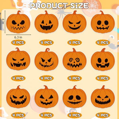 48Pcs Halloween Pumpkin Cutouts, Scary Pumpkin Paper Cutouts Halloween Pumpkins Shape Cut Outs Bulletin Board Decor for Trick or Treat Home Office Classroom Chalkboard Window Wall Door Decor - style: Halloween Pumpkin