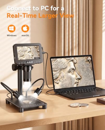 Elikliv Coin Microscope with Weighing Scale, Digital Magnifier 8+2 Lights