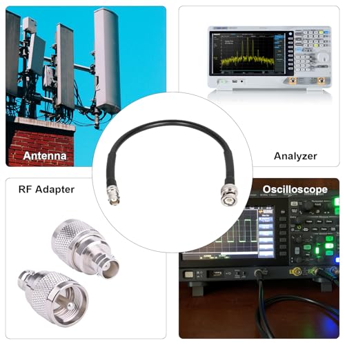 MOOKEERF BNC Male to BNC Female Coaxial Cable 50 ohm RG8X Coax Ultra Low Loss for Antenna, RF Radio, Modem, Oscilloscope, Spectrum, Analyzer, Signal Generator (1FT, 2PCS)
