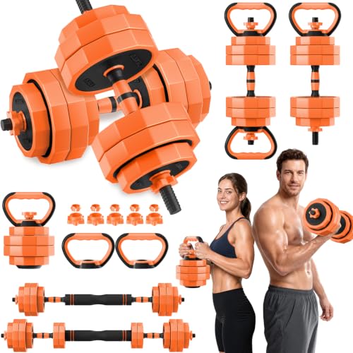 Adjustable Dumbbell Set with Barbell Connector, 5-in-1 Home Gym Free Weights for Full-Body Strength Training, Space-Saving Design for Apartments and Garage Gyms - size: 65LBS