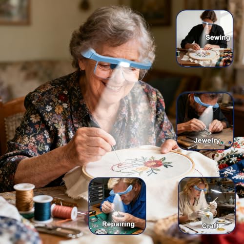 Professional Hands-Free Headset Magnifying Glasses with LED - color: Blue
