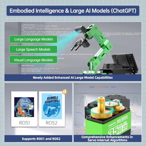HIWONDER ROS2 ChatGPT Robotic Arm 6DOF Flexible Smart Robot Large AI Models Programming Robot Arm Kit ROS Education AI Vision & Voice Command Scene Understanding, JetArm Ultimate & Jetson Orin Nano 8G