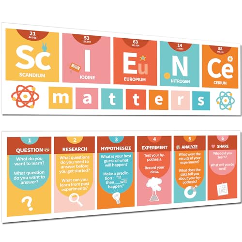 Lonfliness Retro Boho Science Decoration Groovy Science Banner and Poster Hippies Bulletin Board Set for Laboratory Cutouts Decor Elementary Middle Supplies - style: Retro