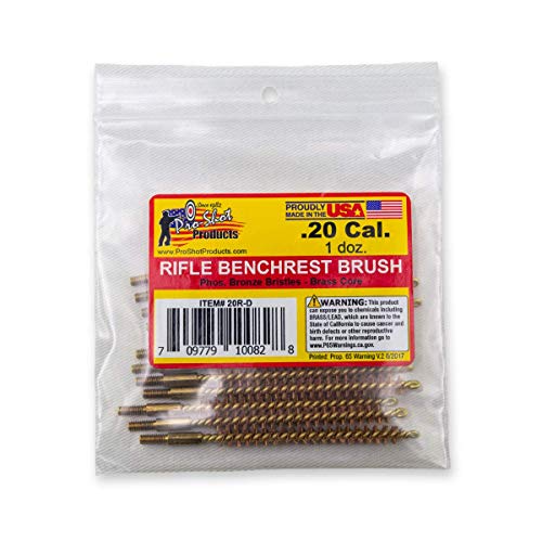 Pro Shot Products .20 Cal. Bore Brush Dozen Pack, Brass (20R-D) - size: .20 CAL (Rifle)