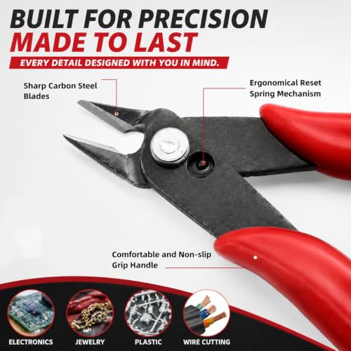 Covzoe 10 Pieces Small Wire Cutters, 5 Inch Micro Flush Cutter