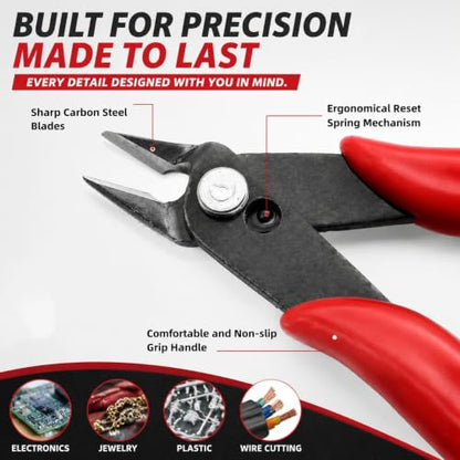 Covzoe 10 Pieces Small Wire Cutters, 5 Inch Micro Flush Cutter