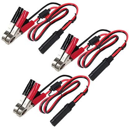 (3PACK)1.5FT 12V Battery Alligator Clip to SAE 2Pin Quick Disconnect Cable SAE to Battery Clamp Cable 7.5A Fuse - size: 3 PACK