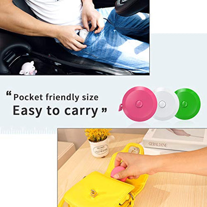 DiCUNO 3-Pack Soft Retractable Measuring Tape, 60-Inch 1.5 Meter, 3 Colors - color: 3 Colors (White/Green/Pink)