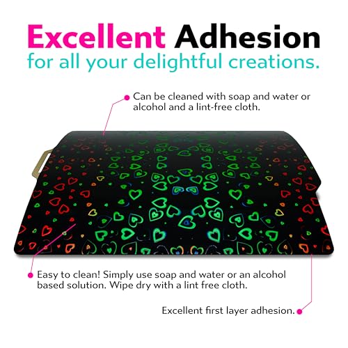 Cookiecad Cookie Sheet - Holographic 3D Printer Build Plate - Double Sided Reflective 3D Printer Bed, Flexible Spring Steel 3D Printer Platform (Chromatic Hearts, 235x235) - size: 235x235, style: Chromatic Hearts