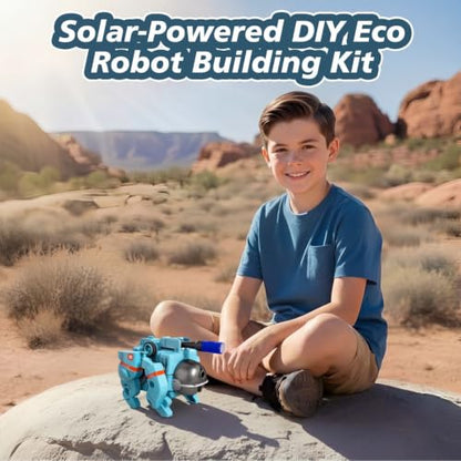 STEM Education Solar Robots Toys for Kids Age 8+, 6-in-1 DIY Science Kit Space Toys, 120 Pcs Building Experiment Robotics Set Birthday Gifts for Boys & Girls - color: Blue