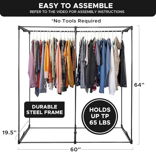 HOLDN’ STORAGE Portable Wardrobe Closet, 65 LBs Large Capacity - color: Dark Gray, size: Large