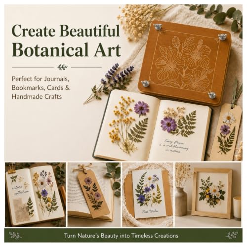 Flower Press Kit, 11" x 11" Mahogany Wooden Flower Pressing Kit with 10 Layers for Crafts, Pressed Flowers & Plant Preservation, DIY Spring Craft Art Kit for Bookmark and Frame Flower Drying - size: 11"x10.8"