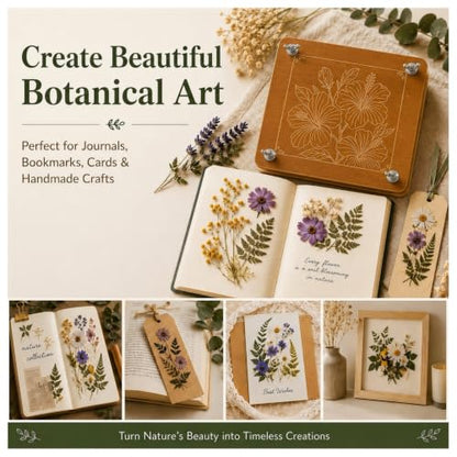 Flower Press Kit, 11" x 11" Mahogany Wooden Flower Pressing Kit with 10 Layers for Crafts, Pressed Flowers & Plant Preservation, DIY Spring Craft Art Kit for Bookmark and Frame Flower Drying - size: 11"x10.8"