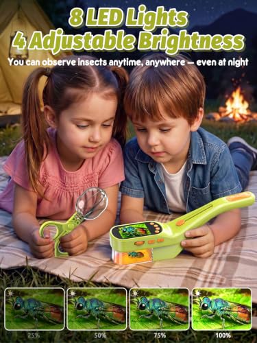 Acoath Microscope for Kids, Bug Catcher, 2.4" IPS Screen Bug Catching Kit - color: Lime Green
