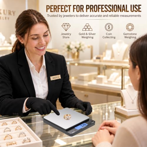 SKEAP Digital Jewelry Scale – 500g x 0.01g Precision Gold Scale for Jewelers & Collectors, Digital Coin Scale with Backlit LCD, Tare Function– Ideal for Gemstones, Bullion & Coins.