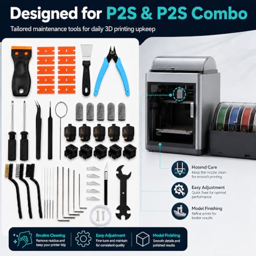 3D Printer Tool Kit for Bambu Lab P2S/P2S Combo, Maintenance Accessory Set