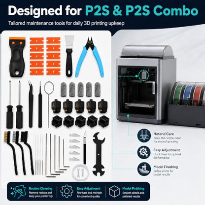 3D Printer Tool Kit for Bambu Lab P2S/P2S Combo, Maintenance Accessory Set