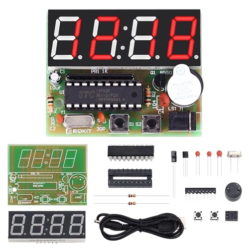 MiOYOOW 4-Digit Digital Clock Kits with PCB, DIY Alarm Clock Soldering Project Kit for Learning Electronics Soldering Practice with English Instructions - color: 1 Pack-4 Digit Clock Kit(0.56 Inch)