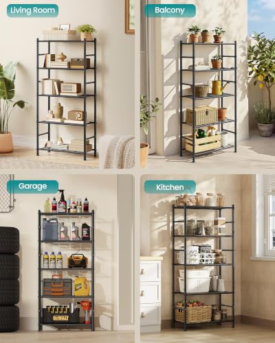 SONGMICS 5-Tier Shelving Unit, Steel Wire Storage Rack - size: 23.6"W, style: 5-Tier