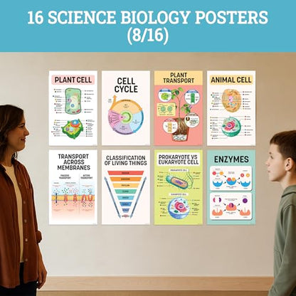 Decorably 16 Biology Posters High School, Elementary Decorations