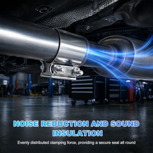 2 PCS Exhaust Clamp, Stainless Steel Butt Joint Band Muffler Clamp with Nuts, Durable Butt Joint Exhaust Pipe Sleeve Coupler Replacement for Most Vehicles, Car Accessories (2.5“) - color: 2.5“, 2 Pcs