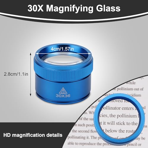 Portable Small Magnifying Glass Jeweler Loupe Magnifier (Blue, 30X36MM) - color: Blue, size: 30X36MM