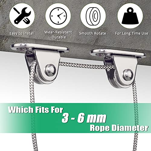 FONUNO Small Pulley Block Silent Wall Mount Pulley, 2 Pack