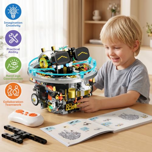 DOLIVE Transparent Spherical Robot Building Block Set for Kids Aged 8-12