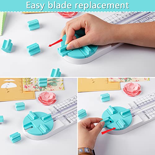 Paper Trimmer Craft Paper Cutter: 4 Style Multi-Function Scrapbooking Tool with Dial Blades of Straight,Wave,Dotted,Perforated,Creasing for Cutting Paper,Coupons,Photos,Postcards,Scrapbook,Card - color: green