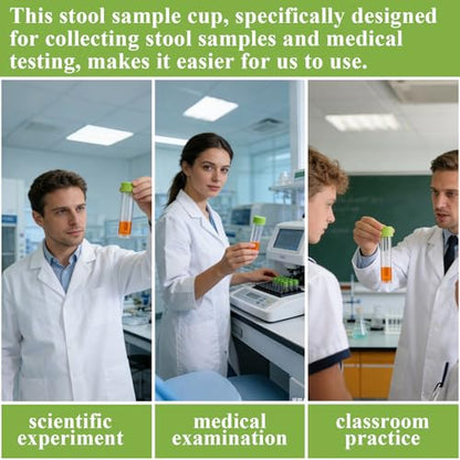 Stool Sample Collection Kit,25-30ml Screw Top Sample Jar with Spoon ﻿ - color: GREEN