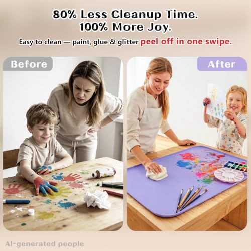Silicone Mat with Edge for Bead Board: 28" x 20" Craft Mat with Raised Side - color: Purple, size: 28"L x 20"W