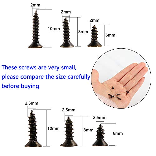 newlng 1200pcs Small Screws 2& 2.5 * 6/8/10mm Phillips Flat Head Cross Self Tapping Tiny Screw Cabinet Electronic Accessories Screw Multifunctional DIY Micro Woodworking Screws Set Bronze - color: Bronze Box