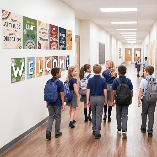 DUAIAI 13 Pieces Boho Classroom Decor Bulletin Board Posters - color: Boho