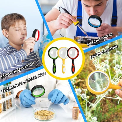 16 Pack Magnifying Glass Bulk, Handheld Magnifying Glass with Bible Cards Organza Bags for Christian Baptism Confirmation First Communion Party Favors Church Choir Members Gifts