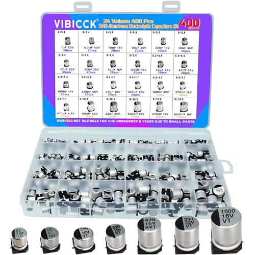 24 Values 400Pcs SMD Aluminum Electrolytic Capacitors Assortment Kit