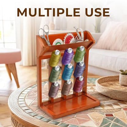 Brown Vertical Bottle Drying Rack Rubber Wood 9 Hooks, Use for Bottles, Cups, Mugs, Glasswine, Space Saving Storage Shelf Bottle Holder Dryer Kitchen