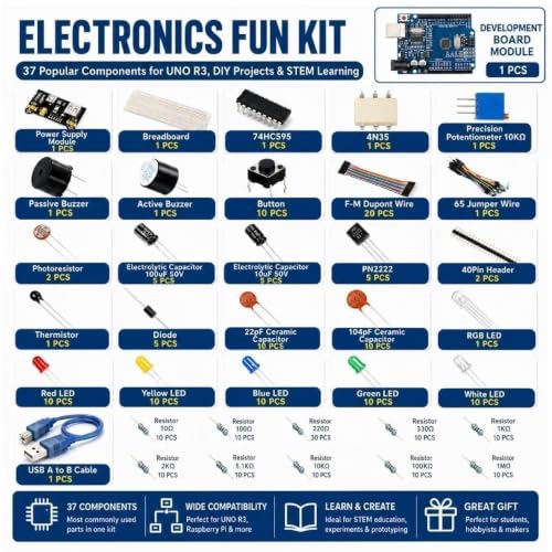 480PCS Electronics Kit and Breadboard Kit with UNO R3 Compatible Board