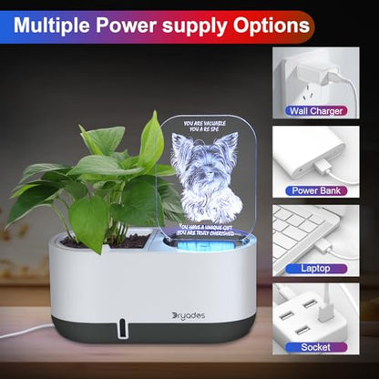Planter with LED Note Board & 7 Colors Pen, Led Acrylic Message Board with Planter,Dog Board Night Light with Planting Pot for Mother's Day/Children's Day Gifts(No Plant) - color: Gray-Dog