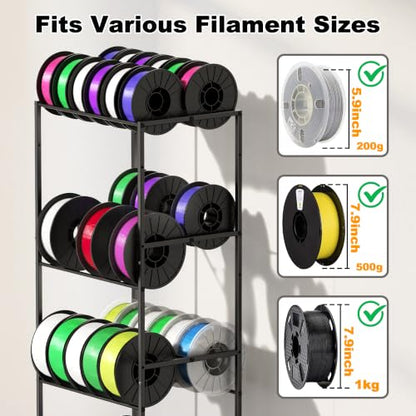 3D Printer Filament Storage Rack with Wheels, 5-Tier Rolling Spool Holder Stand Cart, Holds up to 60x1kg Spools, Heavy Duty Metal Filaments Organizer Shelf for Printing Studio Office Workshop - size: 5-Tire