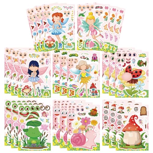24 PCS Fairy Stickers for Kids, Make a Face Sticker, Make Your Own Stickers - style: Fairy