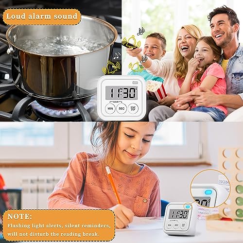 Timer, Kitchen Timers for Cooking Classroom Timer for Kids Teachers Digital Magnetic Timers 2 Pack, White - color: White