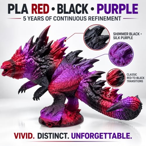 PLA Black Red Purple 3D Printer Filament 1.75mm, Multicolor PLA Filament, Dark Red Black Purple Filament, Metallic Color Change 3D Printing Filament for Dragons, Monsters, 1kg Spool - color: Pla_n3_black Red Purple