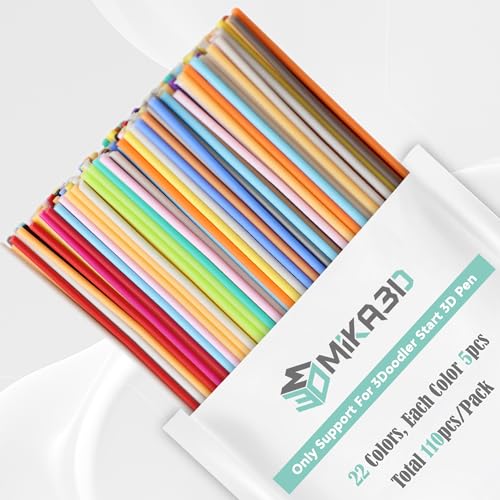 22 Colors PCL 3D Pen Filament Refill for 3Doodler Start+ 3D Pen, Low Print Temperature Filament Only Fit for 3Doodler Start 3D Pen, Each Color 15cm x 5pc, Total 110pcs 1650cm PCL Filament by MIKA3D - color: 22 Colors Pcl