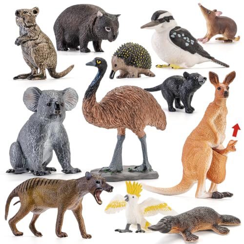 12Pcs Australian Wildlife Animal Figurines Koala Kangaroo Figures for Kids
