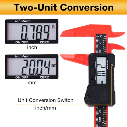 6" Electronic Digital Caliper with LCD Screen - color: Red