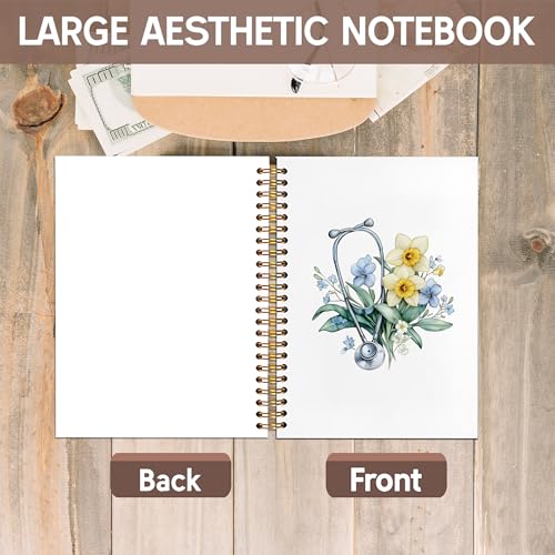 Nurse Gifts Notebook Journal, Doctor Nurses Appreciation Gifts Notebooks for Note Taking, Stethoscope Medical Flower Journal, Nursing Gift Hardcover Spiral Notebook 5.5x8.3in - color: nurse flower